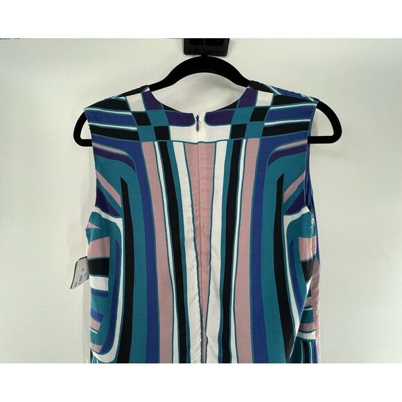 P Nicole Miller Artelier Blue Tribal Geometric Print Mini Sheath Dress Sz Petite - Picture 5 of 16